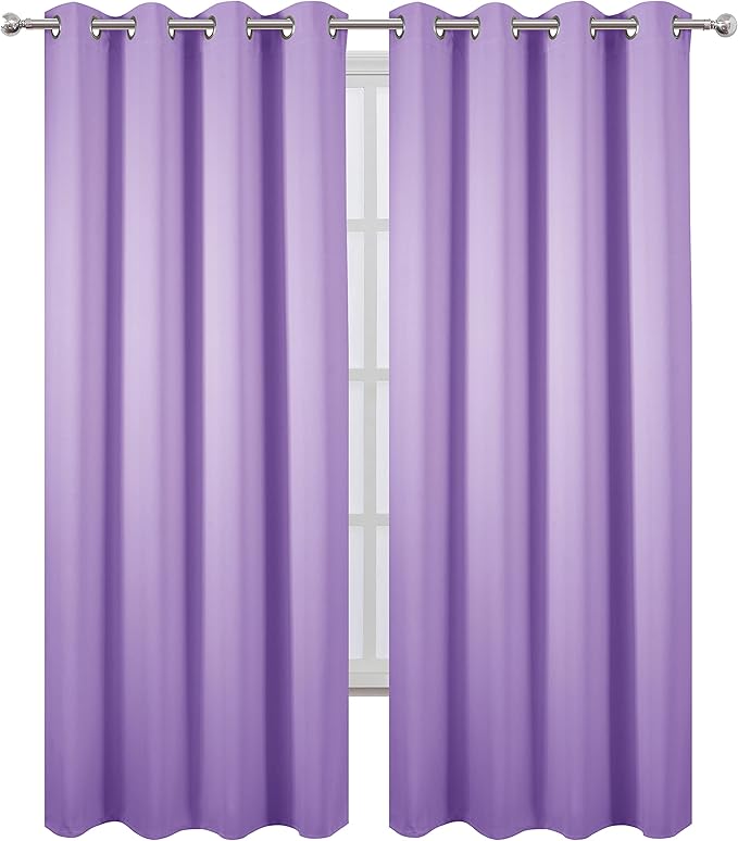 LEMOMO Blackout Curtains 52 x 95 inch/Lavender Curtains Set of 2 Panels/Thermal Insulated Room Darkening Bedroom Curtains