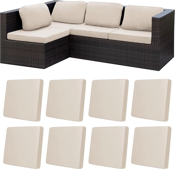 8Pcs Stretch Patio Cushion Covers,Outdoor Couch Covers Replacement,Outdoor Couch & Sofa Slipcovers,for Patio Furniture Cushion Covers,Washable Reusable urniture Protector(Beige,8PCS)