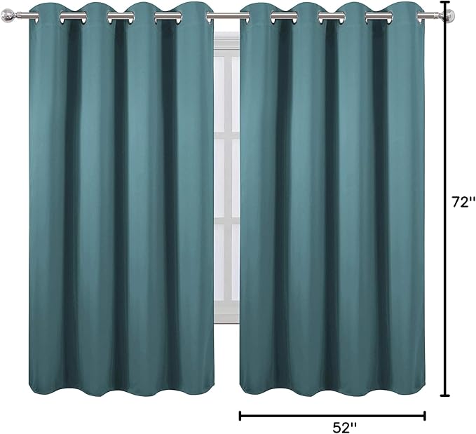 LEMOMO Sea Teal Thermal Blackout Curtains/52 x 72 Inch/Set of 2 Panels Room Darkening Curtains