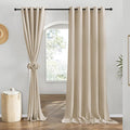 NICETOWN Linen 78 inch Curtains for Kitchen Window, Grommet Thick Flax Linen Angora Small Window Treatments Privacy Assured with Light Filtering for Cafe/Kids Room, W68 x L78, 2 Panels