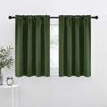 NICETOWN Dark Green Blackout Cafe Satin Curtains for Small Windows, 42" Wide by 36" Long, 2 Panels, Rod Pocket Noise Reducing Faux Silk Blackout Drapes for Cupboard
