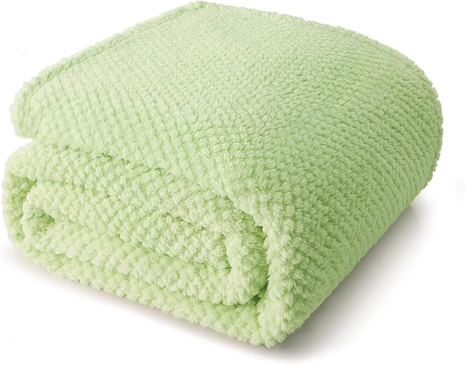 Whale Flotilla Twin Size Fuzzy Fleece Blanket for Bed, 60x80 Inch Fluffy Warm Soft Jacquard Blankets for All Season, Lightweight and Cozy, Sage Green