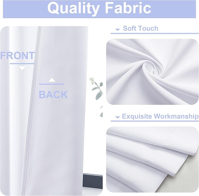 Simplebrand Ava Pure White Curtains 30 Inches Long 2 Panels, Light Filtering Half Window Rod Pocket Privacy Short Curtains, Thermal Insulated Curtain Tiers for Kitchen Bathroom Shades, W30 x L30 Inch