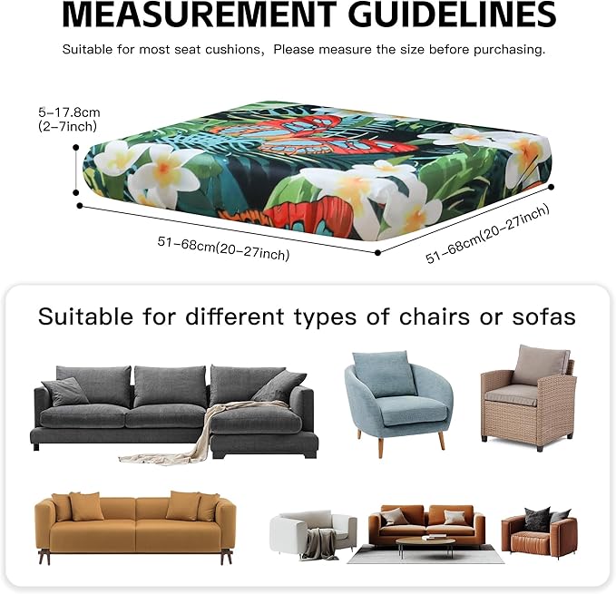 14Pcs Outdoor Cushion Covers, Patio Cushion Covers,Stretch Elastic Slipcovers, Replacement Washable & Reusable Furniture Protector for Patio Couch (Green and Lush,Cover Only)