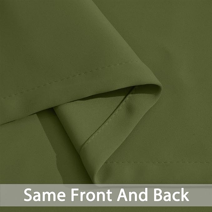 Yakamok Blackout Curtains for Bedroom,Thermal Insulated Blackout Grommet Top Drapes for Living Room, Olive Green,38x84 Inch, 2 Panels