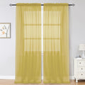 OWENIE Gold Sheer Curtains 96 Inch Length 2 Panels Set, Elegant Sheer Curtains for Bedroom, Window Voile Sheer Curtain Panels/Drapes/Treatment for Living Room, 2Pcs, Total 84“ Wide
