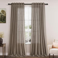 Extra Long Curtains 2 Panels 102 Inches Long for Living Room Dark Taupe Back Tab Rod Pocket Light Filtering Semi Sheer Drapes Cotton Linen Textured Window Curtain 102 Inch Length for Bedroom 9 FT