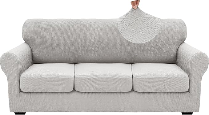 XINEAGE 2026 New 4 Pieces Couch Covers for 3 Cushion Couch Super Stretch Thick Soft Sofa Cover Anti Slip Sofa Slipcover Dogs Cats Furniture Protector (Silver Grey, 71"-91")