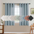 H.VERSAILTEX Elegant Natural Linen Blended Energy Efficient Light Filtering Linen Textured Curtains/Nickel Grommet Semi Sheer Window Treatments Panels/Drapes (Set of 2, Stone Blue, 52" x 54")