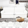 4 Seater Stretch Couch Cover Sofa Cover Washable Sofa – Ivory White