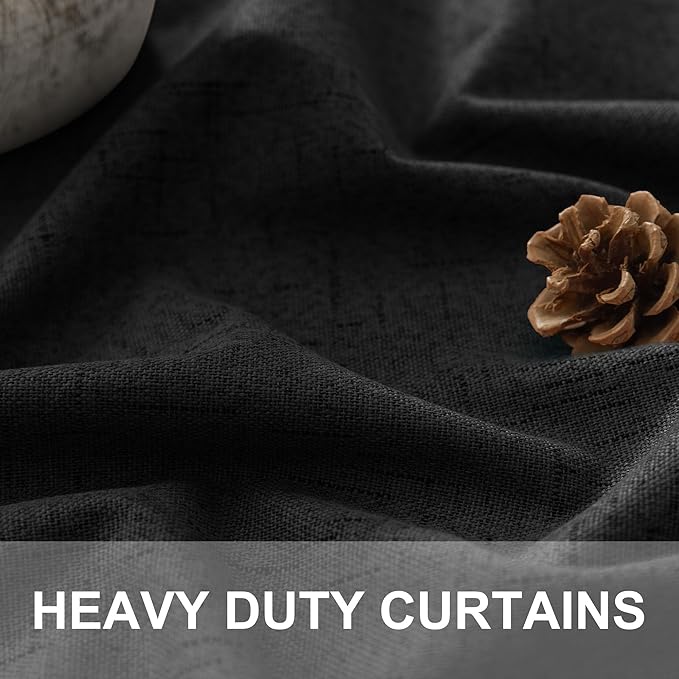 Black Out Curtains 45 Inch Long 2 Panels Burg for Bedroom Small Windows Pocket Modern Farmhouse Linen Look Room Darkening Insulated Half Short Blackout Curtain for Bathroom Kitchen Doors 45L Length