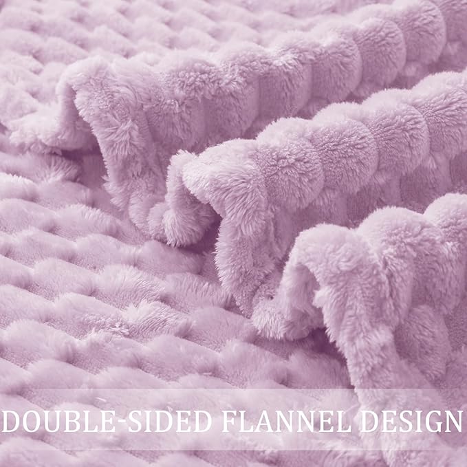 Exclusivo Mezcla Fleece Twin Blanket for Bed, Extra Large Fuzzy Lilac Purple Bed Blankets, Soft Cozy Plush Sofa Throws for All Seasons, 60x80 Inches
