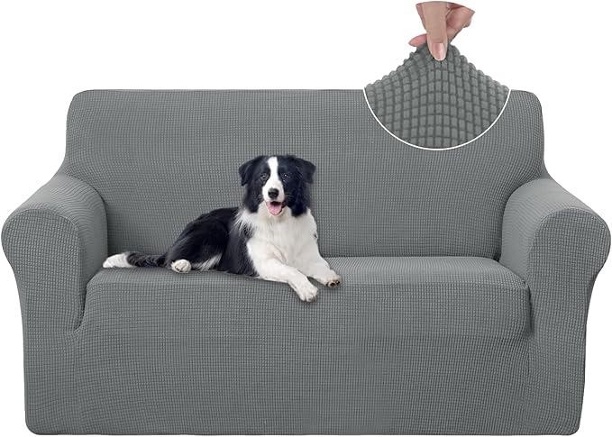 U-NICE HOME Loveseat Cover Stretch Couch Cover Sofa Cover Sofa Slipcover Furniture Protector for 3 Cushion Couch Sofa Pet Friendly(Loveseat, Grey)