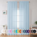 OWENIE Sheer Curtains 96 inches Long for Bedroom Living Room, Solid Light Filtering Fimly Sheer Curtains with Rod Pocket Top, Soft Sheer Long Curtains, Each 42Wx96L inch, Sky Blue