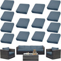 14Pcs Outdoor Cushion Covers, Patio Cushion Covers,Stretch Elastic Slipcovers, Replacement Washable & Reusable Furniture Protector for Patio Couch (Gray-Blue,Cover Only)