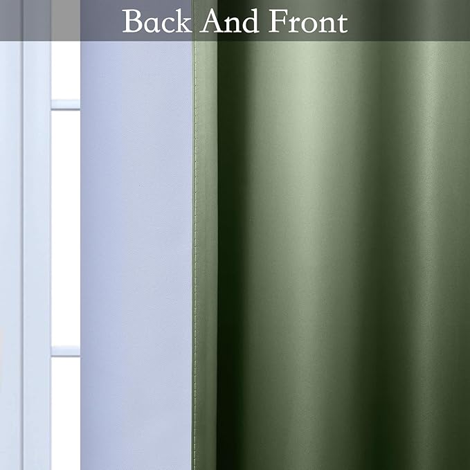 SimpleHome Ombre Room Darkening Curtains for Bedroom, Light Blocking Gradient Grey White to Sage Green Thermal Insulated Grommet Window Curtains/Drapes for Living Room,2 Panels, 52x84 inches Length
