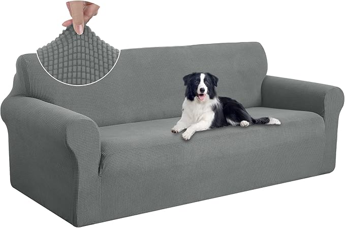 U-NICE HOME Stretch Couch Cover Sofa Cover Sofa Slipcover Furniture Protector for 4 Cushion Couch Sofa Pet Friendly(Oversized Sofa, Grey)