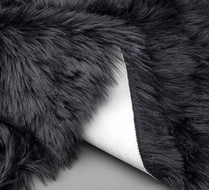 Ciicool Faux Sheepskin Rugs Soft Faux Fur Rugs Black Fluffy Chair Couch Cover Fuzzy Rug for Bedroom Floor Sofa Living Room 2x3 Feet