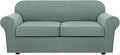 H.VERSAILTEX 3 Piece Stretch Sofa Covers for 2 Cushion Sofa Couch Covers for Living Room Sofa Slipcovers (Base Cover Plus 2 Seat Cushion Covers) Thicker Jacquard Fabric(Large Sofa, Sage)