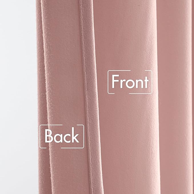 MIULEE Baby Pink Velvet Curtains 84 inches - Luxury Blackout Curtains for Bedroom Living Room Thermal Insulated Super Soft Window Drapes Rod Pocket & Back Tab, W52 x L84 inches, 2 Panels