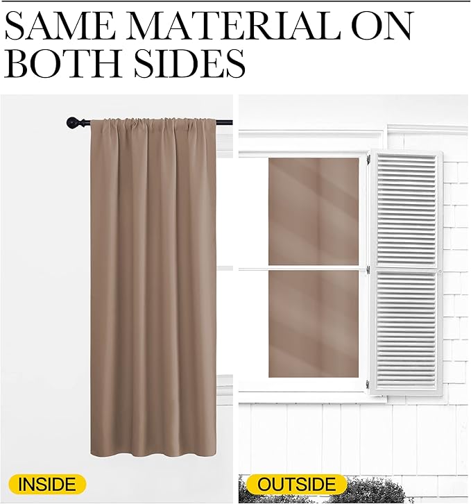 NICETOWN Room Darkening Curtains for Bedroom - Home Decoration Privacy Protection Thermal Insulated Solid Drapes/Draperies for Sliding Glass Door (Cappuccino, Set of 2, 52 x 84 inches)