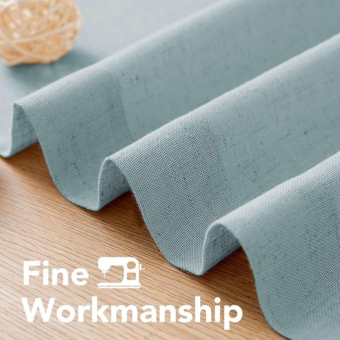 H.VERSAILTEX Living Room Linen Curtains - Semi Sheer, Nickel Grommet, Energy Saving, Light Filtering Window Treatments - Cloud Blue, 2 Panels, 52 x 63 Inch