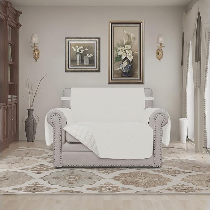 Easy-Going Oversized Chair Sofa Slipcover Reversible Sofa Cover Water Resistant Couch Cover Furniture Protector Cover with Elastic Straps for Pets Dog (Oversized Chair, Ivory/Ivory)