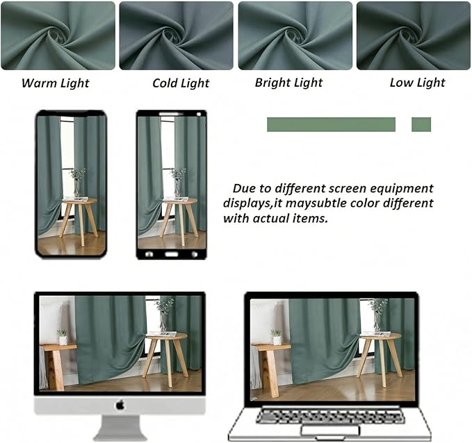 Simplebrand Ava Dark Green Blackout Curtains for Bedroom 90 Inches Long 2 Panels Set, Solid Privacy Energy Saving Living Room Window Treatment Curtains Blackout Drapes, W50 x L90 Inch, Dark Green