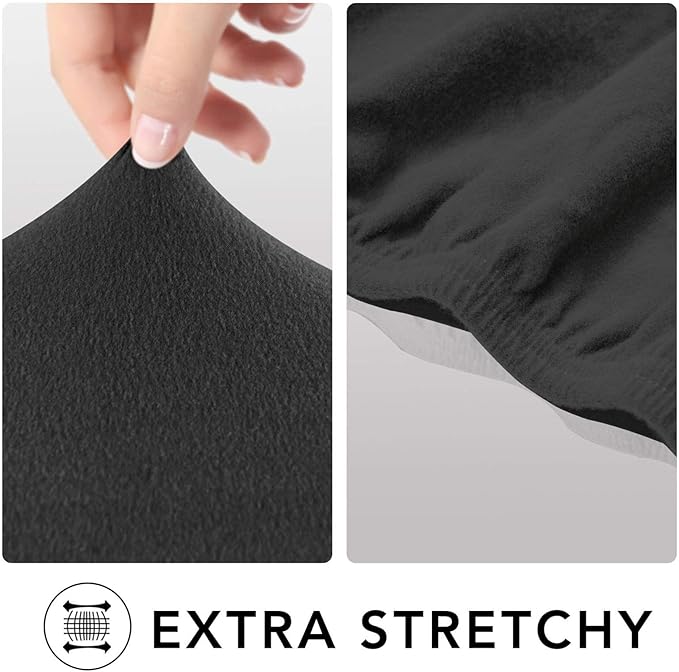 PureFit Super Stretch 4 Seater Sofa Slipcover – Spandex Non Slip Soft Couch Sofa Cover, Washable Furniture Protector with Non Skid Foam and Elastic Bottom for Kids, Pets （XX Large, Dark Gray）