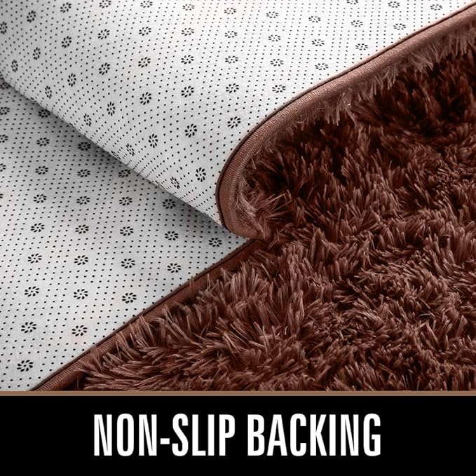 LOCHAS Ultra Soft Indoor Modern Area Rugs Fluffy Living Room Carpets for Children Bedroom Home Decor Nursery Rug 2x3 Feet, Brown