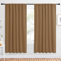 NICETOWN Bedroom Window Curtain Panels, Gold Brown, 2 Panels, 62 in x 72 in (W x L), Window Treatment Thermal Insulated Rod Pocket Room Darkening Curtains/Drapes for Patio Door