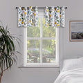 Topfinel White Blackout Window Toppers Curtains 18 Inch Length White Floral Leaf Hummingbird Lemon Printed Grommet Valances for Kitchen Bathroom, Thermal Insulated Grommet Half Window Curtain Set of 2