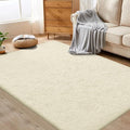 Circle Rug for Bedroom: 4FT Cream White Round Fluffy Shag Soft Washable Rugs Small Fuzzy Plush Indoor Carpet for Teen Kids Girls Boys Nursery Preppy Dorm Classroom (Cream White, 4'x6')