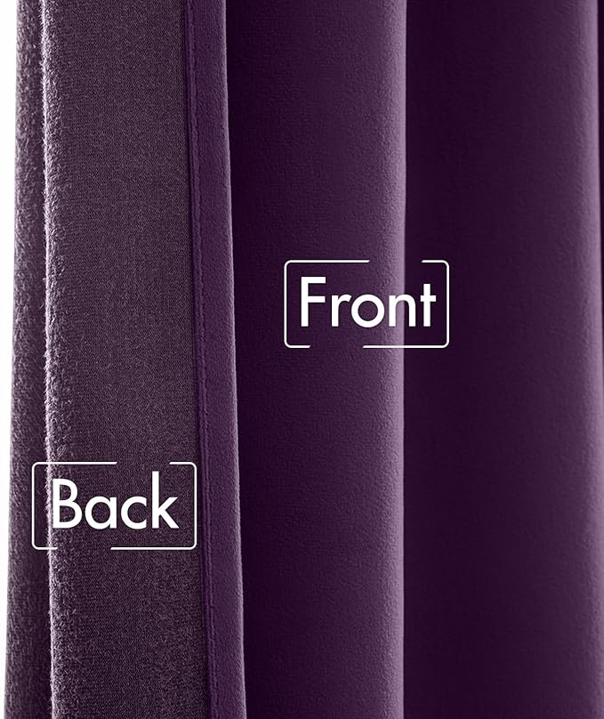 MIULEE Purple Velvet Curtains 96 inches - Luxury Blackout Curtains for Bedroom Living Room Thermal Insulated Super Soft Window Drapes Rod Pocket & Back Tab, W52 x L96 inches, 2 Panels