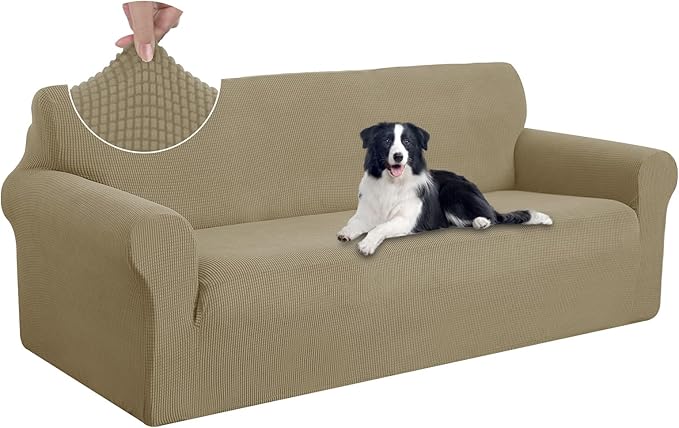 U-NICE HOME Stretch Couch Cover Sofa Cover Sofa Slipcover Furniture Protector for 4 Cushion Couch Sofa Pet Friendly(Oversized Sofa, Sand)