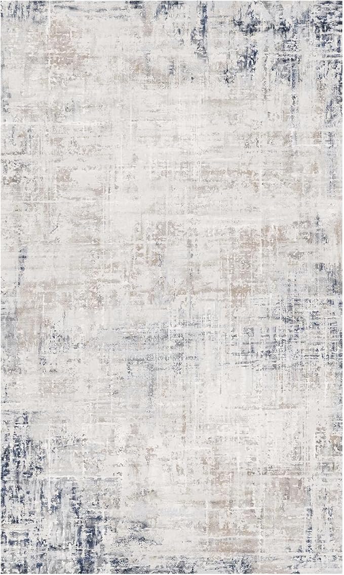 3 x 5 Rug Small Non Slip Area Rug Ultra Soft Machine Washable Low Pile Modern Abstract Area Rugs for Bedroom Living Room Entryway Kitchen Bedside, Blue/Grey