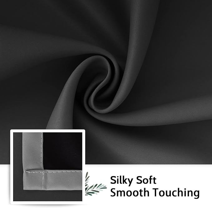 SimpleHome Black and Greyish White Blackout Curtains for Bedroom 72 Inches Long, Room Darkening Grommet Curtains for Living Room,Thermal Insulated Ombre Drapes,2 Panels, 52x72 inches Length