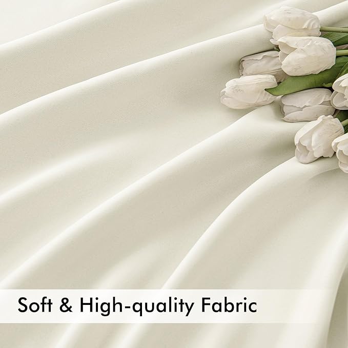 MIULEE Cream Back Tab Blackout Curtains 90 Inches Long 2 Panels Set for Living Room Bedroom Privacy, Rod Pocket/Pinch Pleat Thermal Insulated Room Darkening Pleated Light Blocking Drapes