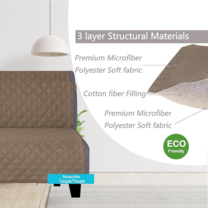 U-NICE HOME Reversible Futon Cover Sofa Slipcover Armless Furniture Protector Couch Cover Water Resistant, Taupe/Taupe
