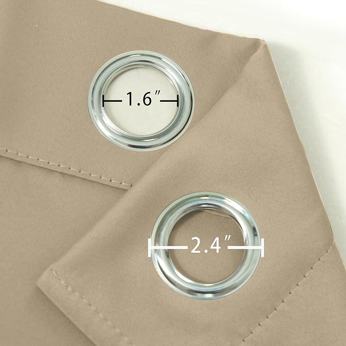 LEMOMO Blackout Curtains 66 x 72 Inch Long Beige Curtains Set of 2 Panels Room Darkening Curtains for Bedroom and Living Room