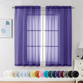 Chyhomenyc Purple Sheer Curtains 54 Inch Long 2 Panels, Light Filtering Rod Pocket Voile Short Curtains Drapes for Living Room Bedroom Small Windows, 42Wx54L Inches