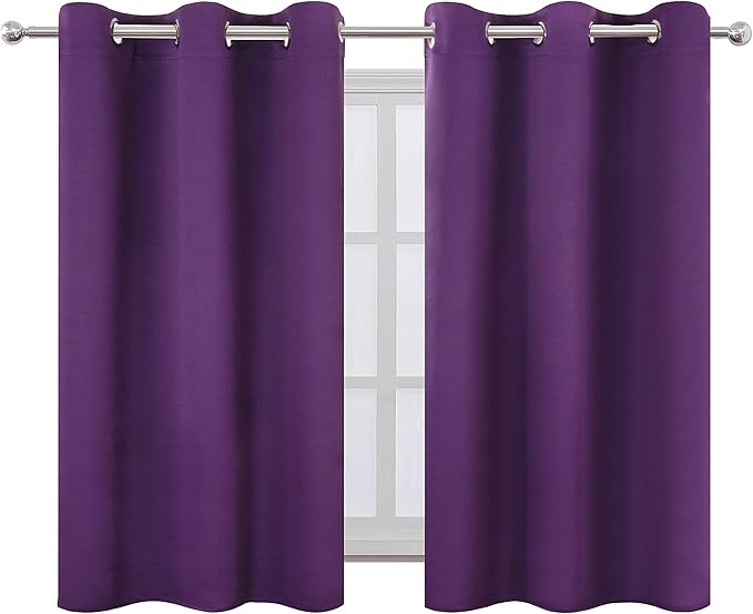 LEMOMO Purple Thermal Blackout Curtains/38 x 54 Inch/Set of 2 Panels Room Darkening Curtains for Bedroom