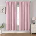 CUCRAF Light Pink Blackout Curtains 63 inch Length 2 Panels Set, Rod Pocket Room Darkening Drapes for Bedroom Living Room, Insulated Thermal Light Blocking Window Curtain (W52 x L63 Inch)