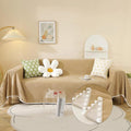 HANDONTIME Khaki Loveseat Covers Couch Cover for Dogs Cats Solid Sofa Covers for 3 Cushion Couch Machine Washable Couch Covers for Sectional Sofa L Shape Chenille Sofa Slipcover Soft, 71" X134"