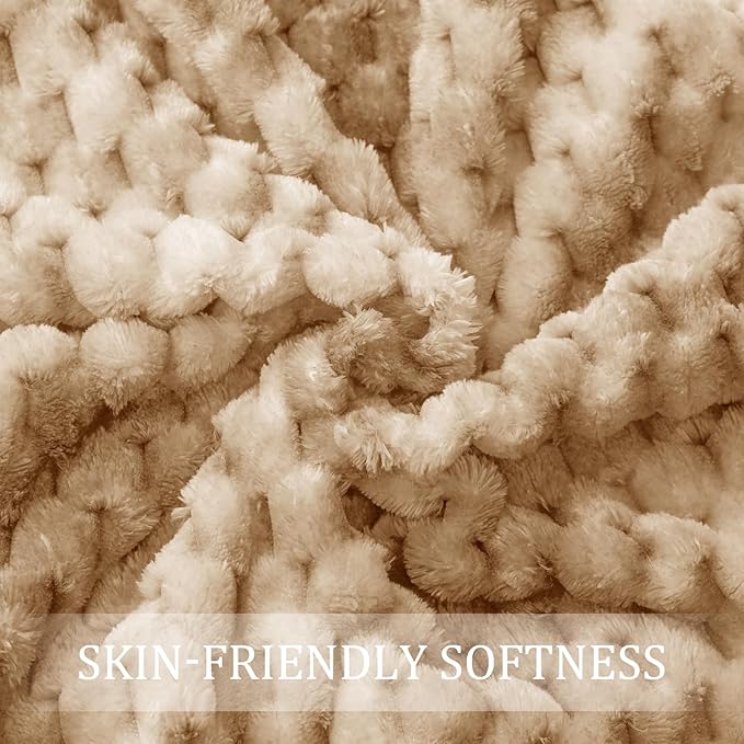 Exclusivo Mezcla Fleece Twin Blanket for Bed, Extra Large Fuzzy Tie-dye Camel Bed Blankets, Soft Cozy Plush Sofa Throws for All Seasons, 90x66 Inches