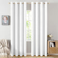 MIULEE 100% Blackout Linen Textured Curtains for Bedroom Solid Thermal Insulated Bright White Grommet Room Darkening Curtains & Drapes Luxury Decor for Living Room Nursery 52 x 84 Inch (2 Panels)