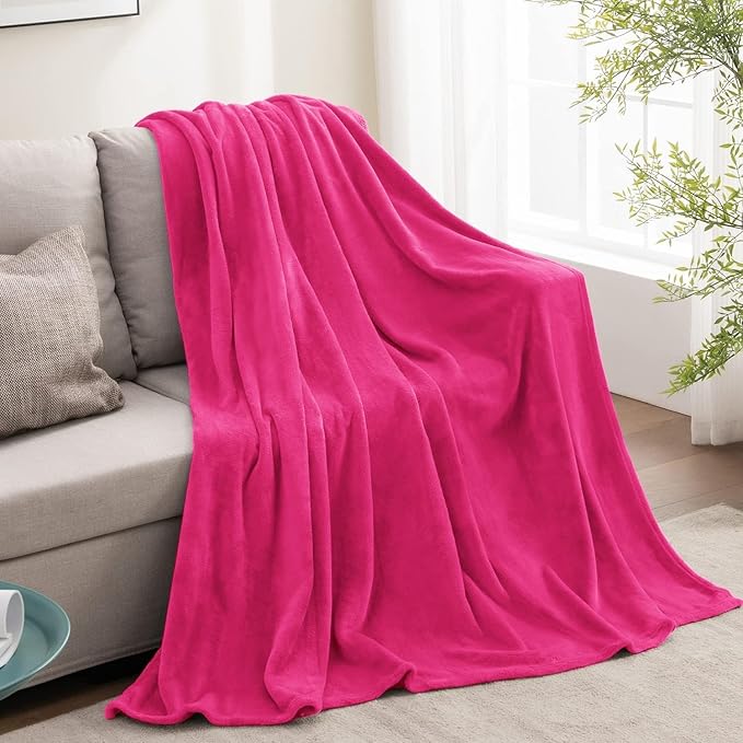 BEDELITE Fleece Blanket Hot Pink Valentines Throw Blanket for Couch & Bed, Luxury Plush Cozy Fuzzy Blanket 50" x 70", Super Soft Warm Lightweight Fall Throw Blanket for Travel Camping