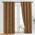 NICETOWN Blackout Doorway Curtains 80 inches Long 2 Panels Set, Grommet Thermal Window Treatments Light & Sound Blocking Drapes for Living Room, Gold Brown, W46 x L80