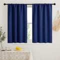 RYB HOME Short Blackout Curtains for Bedroom, Room Darkening Insulated Summer Heat Light UV Blocking Energy Saving Drapes for Nursery, Width 34 by Length 48, Marine Blue, Set of 2