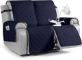VANSOFY Waterproof Recliner Couch Covers, Sofa Covers 1-Piece Washable Reclining Sofa Cover Non-Slip Furniture Protector with Elastic Straps Pocket for Dogs, Pets(Dark Blue,2 Seater)